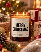 MERRY CHRISTMAS – Weihnachtskerze Naturgras Etikett | Weihnachtsgeschenk | Geschenk für Familie, Freunde & Kollegen | Geschenkidee Weihnachten
