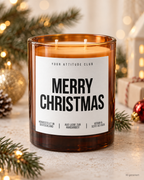 MERRY CHRISTMAS – Weihnachtskerze Naturgras Etikett | Weihnachtsgeschenk | Geschenk für Familie, Freunde & Kollegen | Geschenkidee Weihnachten