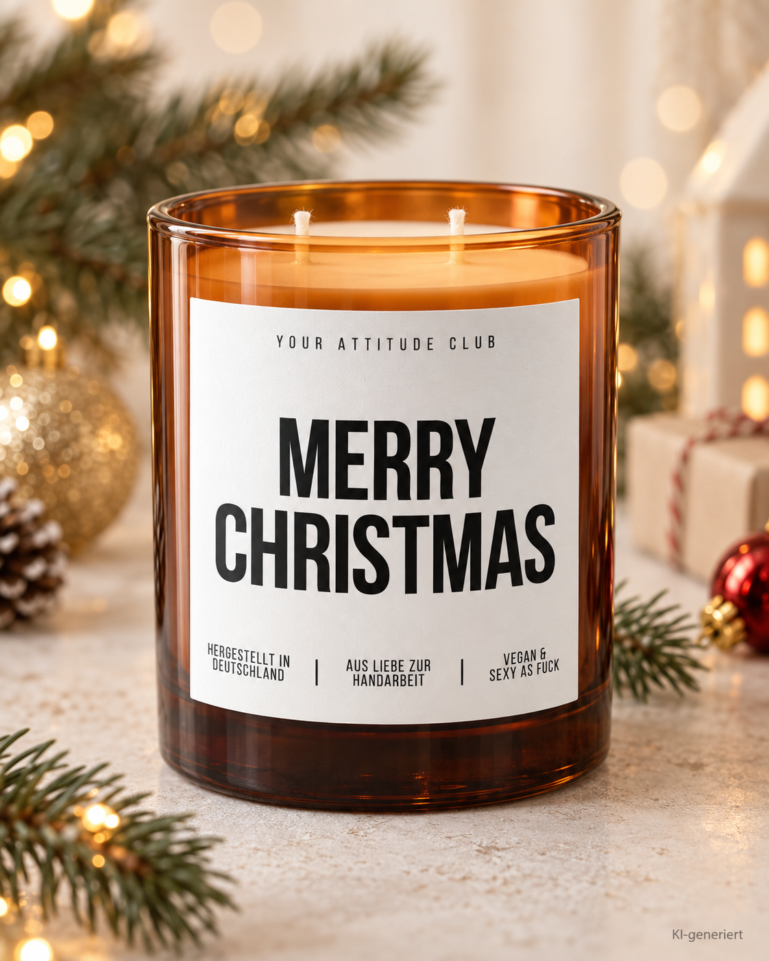 MERRY CHRISTMAS – Weihnachtskerze Naturgras Etikett | Weihnachtsgeschenk | Geschenk für Familie, Freunde & Kollegen | Geschenkidee Weihnachten