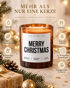 MERRY CHRISTMAS – Weihnachtskerze Naturgras Etikett | Weihnachtsgeschenk | Geschenk für Familie, Freunde & Kollegen | Geschenkidee Weihnachten