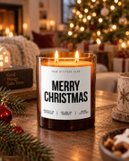 MERRY CHRISTMAS – Weihnachtskerze Naturgras Etikett | Weihnachtsgeschenk | Geschenk für Familie, Freunde & Kollegen | Geschenkidee Weihnachten