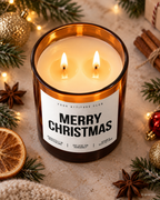 MERRY CHRISTMAS – Weihnachtskerze Naturgras Etikett | Weihnachtsgeschenk | Geschenk für Familie, Freunde & Kollegen | Geschenkidee Weihnachten