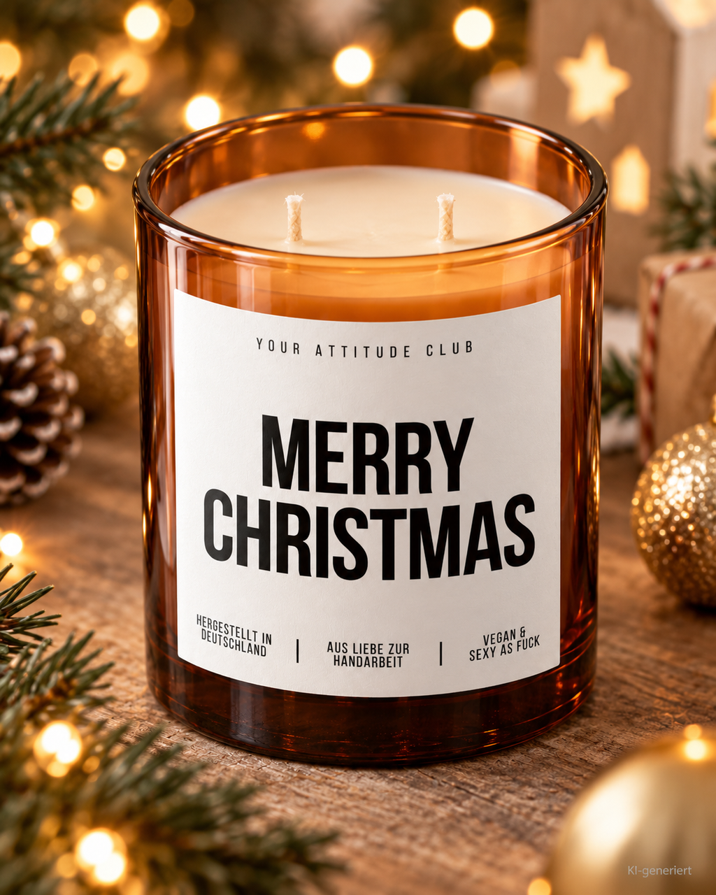MERRY CHRISTMAS – Weihnachtskerze Naturgras Etikett | Weihnachtsgeschenk | Geschenk für Familie, Freunde & Kollegen | Geschenkidee Weihnachten