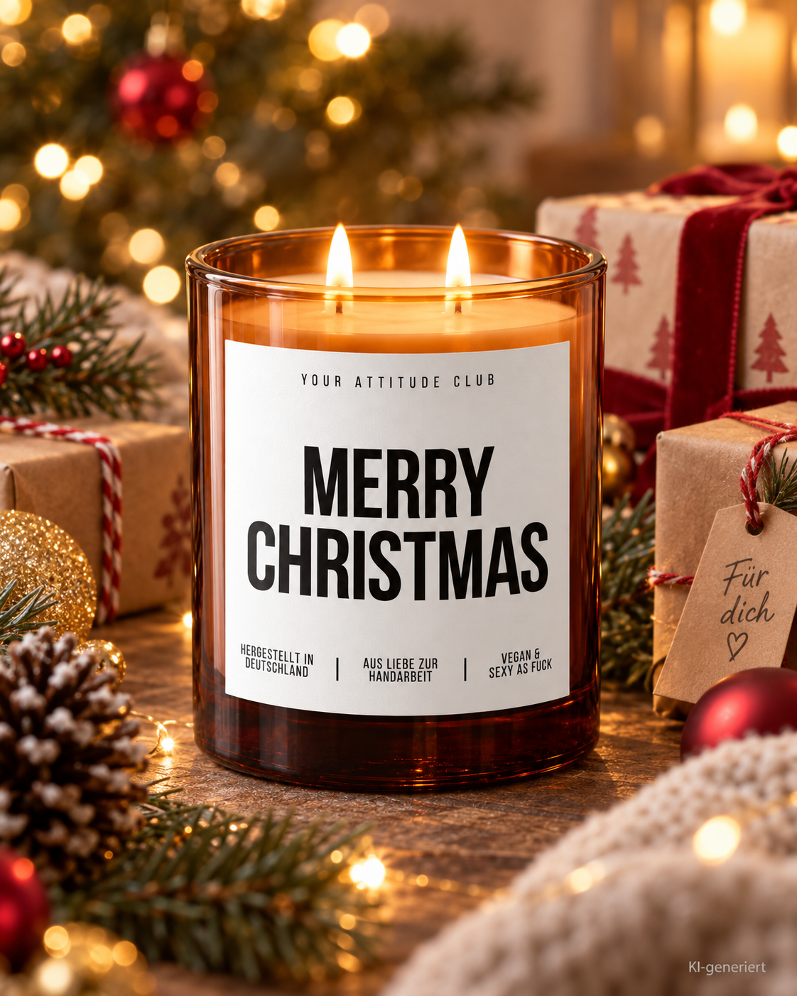 MERRY CHRISTMAS – Weihnachtskerze Naturgras Etikett | Weihnachtsgeschenk | Geschenk für Familie, Freunde & Kollegen | Geschenkidee Weihnachten