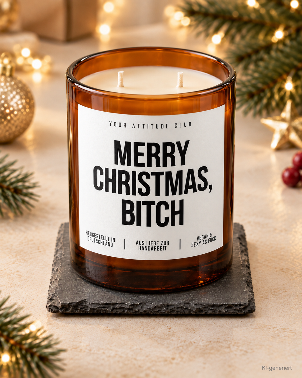 MERRY CHRISTMAS, BITCH – Weihnachtskerze | lustiges Weihnachtsgeschenk | Geschenk für beste Freundin, Kollegin & Freunde | Wichtelgeschenk