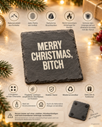 MERRY CHRISTMAS, BITCH – Weihnachtskerze Naturgras Etikett | Lustiges Weihnachtsgeschenk | Geschenk für Freundin & Kollegin | Geschenkidee Weihnachten