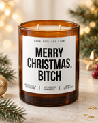 MERRY CHRISTMAS, BITCH – Weihnachtskerze Naturgras Etikett | Lustiges Weihnachtsgeschenk | Geschenk für Freundin & Kollegin | Geschenkidee Weihnachten