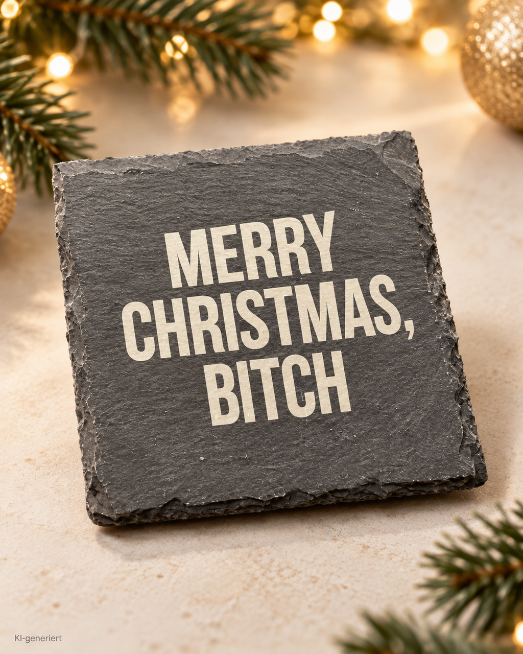MERRY CHRISTMAS, BITCH – Weihnachtskerze Naturgras Etikett | Lustiges Weihnachtsgeschenk | Geschenk für Freundin & Kollegin | Geschenkidee Weihnachten