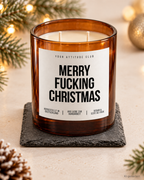 MERRY FUCKING CHRISTMAS – Weihnachtskerze Naturgras Etikett | Lustiges Weihnachtsgeschenk | Geschenk für Freundin, Kollegin & Freunde | Geschenkidee Weihnachten