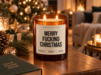 MERRY FUCKING CHRISTMAS – Weihnachtskerze Naturgras Etikett | Lustiges Weihnachtsgeschenk | Geschenk für Freundin, Kollegin & Freunde | Geschenkidee Weihnachten