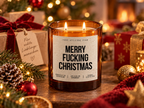 MERRY FUCKING CHRISTMAS – Weihnachtskerze Naturgras Etikett | Lustiges Weihnachtsgeschenk | Geschenk für Freundin, Kollegin & Freunde | Geschenkidee Weihnachten