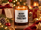 MERRY FUCKING CHRISTMAS – Weihnachtskerze Naturgras Etikett | Lustiges Weihnachtsgeschenk | Geschenk für Freundin, Kollegin & Freunde | Geschenkidee Weihnachten