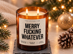 MERRY FUCKING WHATEVER – Weihnachtskerze Naturgras Etikett | Lustiges Weihnachtsgeschenk | Geschenk für Freundin, Kollegin & Freunde | Geschenkidee Weihnachten
