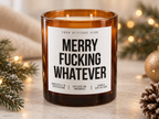 MERRY FUCKING WHATEVER – Weihnachtskerze Naturgras Etikett | Lustiges Weihnachtsgeschenk | Geschenk für Freundin, Kollegin & Freunde | Geschenkidee Weihnachten