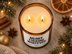 MERRY FUCKING WHATEVER – Weihnachtskerze Naturgras Etikett | Lustiges Weihnachtsgeschenk | Geschenk für Freundin, Kollegin & Freunde | Geschenkidee Weihnachten
