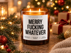 MERRY FUCKING WHATEVER – Weihnachtskerze Naturgras Etikett | Lustiges Weihnachtsgeschenk | Geschenk für Freundin, Kollegin & Freunde | Geschenkidee Weihnachten