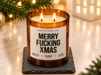MERRY FUCKING XMAS – Weihnachtskerze Naturgras Etikett | Lustiges Weihnachtsgeschenk | Geschenk für Freundin, Kollegin & Freunde | Geschenkidee Weihnachten