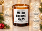 MERRY FUCKING XMAS – Weihnachtskerze Naturgras Etikett | Lustiges Weihnachtsgeschenk | Geschenk für Freundin, Kollegin & Freunde | Geschenkidee Weihnachten