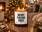 MERRY FUCKING XMAS – Weihnachtskerze Naturgras Etikett | Lustiges Weihnachtsgeschenk | Geschenk für Freundin, Kollegin & Freunde | Geschenkidee Weihnachten