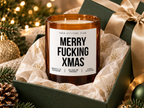 MERRY FUCKING XMAS – Weihnachtskerze Naturgras Etikett | Lustiges Weihnachtsgeschenk | Geschenk für Freundin, Kollegin & Freunde | Geschenkidee Weihnachten
