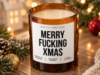 MERRY FUCKING XMAS – Weihnachtskerze Naturgras Etikett | Lustiges Weihnachtsgeschenk | Geschenk für Freundin, Kollegin & Freunde | Geschenkidee Weihnachten