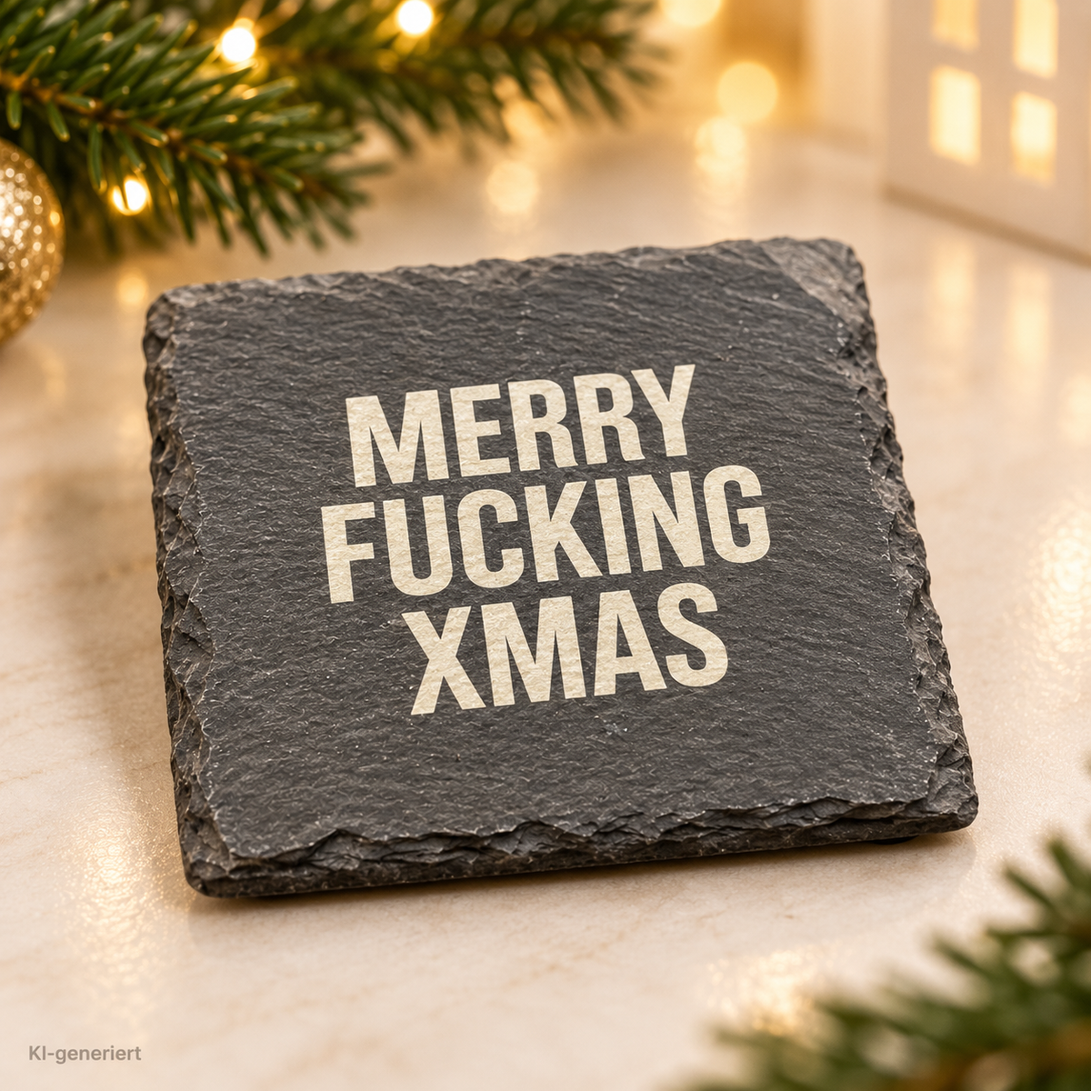 MERRY FUCKING XMAS – Weihnachtskerze Naturgras Etikett | Lustiges Weihnachtsgeschenk | Geschenk für Freundin, Kollegin & Freunde | Geschenkidee Weihnachten