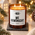-NIX- WE GEWÜNSCHT. – Weihnachtskerze Naturgras Etikett | Weihnachtsgeschenk | Geschenk für Freunde, Familie & Kollegen | Geschenkidee Weihnachten