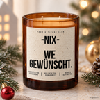 -NIX- WE GEWÜNSCHT. – Weihnachtskerze Naturgras Etikett | Weihnachtsgeschenk | Geschenk für Freunde, Familie & Kollegen | Geschenkidee Weihnachten