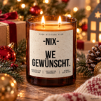 -NIX- WE GEWÜNSCHT. – Weihnachtskerze Naturgras Etikett | Weihnachtsgeschenk | Geschenk für Freunde, Familie & Kollegen | Geschenkidee Weihnachten