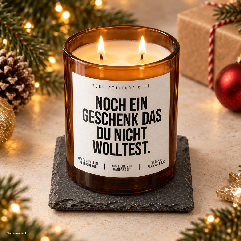 NOCH EIN GESCHENK DAS DU NICHT WOLLTEST. – Weihnachtskerze Naturgras Etikett | Lustiges Weihnachtsgeschenk | Wichtelgeschenk | Geschenkidee Weihnachten