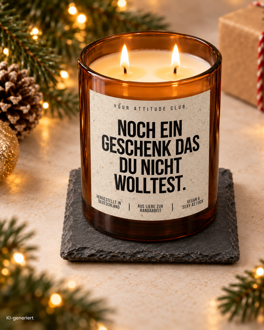 NOCH EIN GESCHENK DAS DU NICHT WOLLTEST. – Weihnachtskerze Naturgras Etikett | Lustiges Weihnachtsgeschenk | Wichtelgeschenk | Geschenkidee Weihnachten