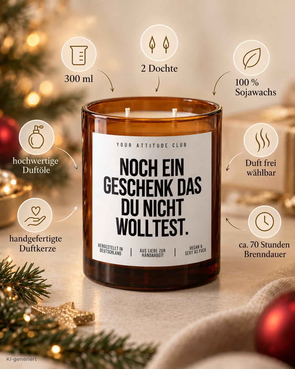 NOCH EIN GESCHENK DAS DU NICHT WOLLTEST. – Weihnachtskerze Naturgras Etikett | Lustiges Weihnachtsgeschenk | Wichtelgeschenk | Geschenkidee Weihnachten