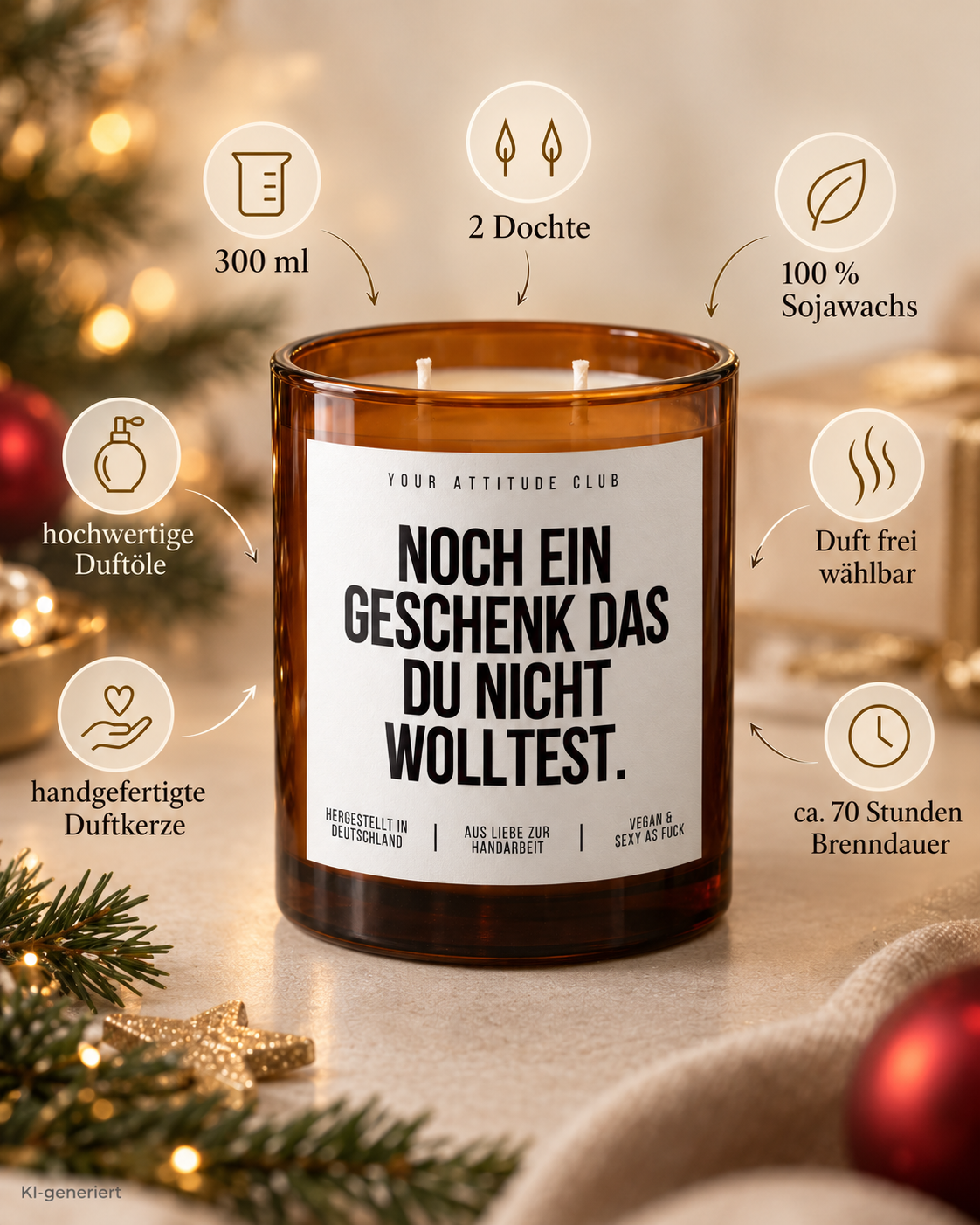 NOCH EIN GESCHENK DAS DU NICHT WOLLTEST. – Weihnachtskerze Naturgras Etikett | Lustiges Weihnachtsgeschenk | Wichtelgeschenk | Geschenkidee Weihnachten
