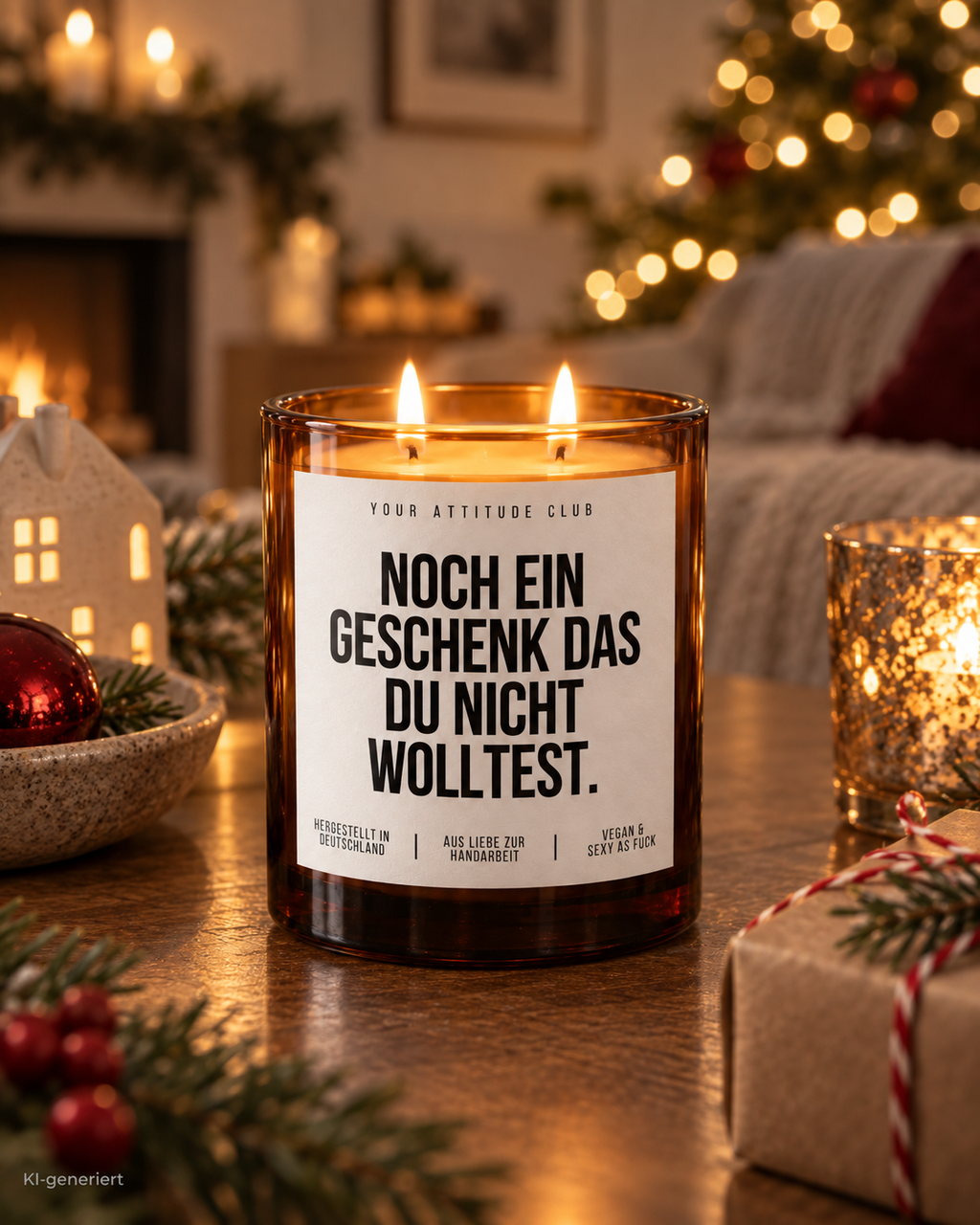 NOCH EIN GESCHENK DAS DU NICHT WOLLTEST. – Weihnachtskerze Naturgras Etikett | Lustiges Weihnachtsgeschenk | Wichtelgeschenk | Geschenkidee Weihnachten