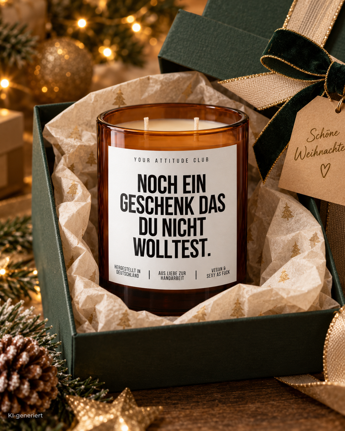 NOCH EIN GESCHENK DAS DU NICHT WOLLTEST. – Weihnachtskerze | lustiges Weihnachtsgeschenk | Wichtelgeschenk | Geschenk für Freunde & Kolleg:innen