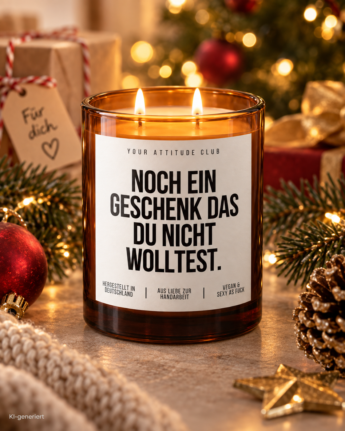 NOCH EIN GESCHENK DAS DU NICHT WOLLTEST. – Weihnachtskerze Naturgras Etikett | Lustiges Weihnachtsgeschenk | Wichtelgeschenk | Geschenkidee Weihnachten
