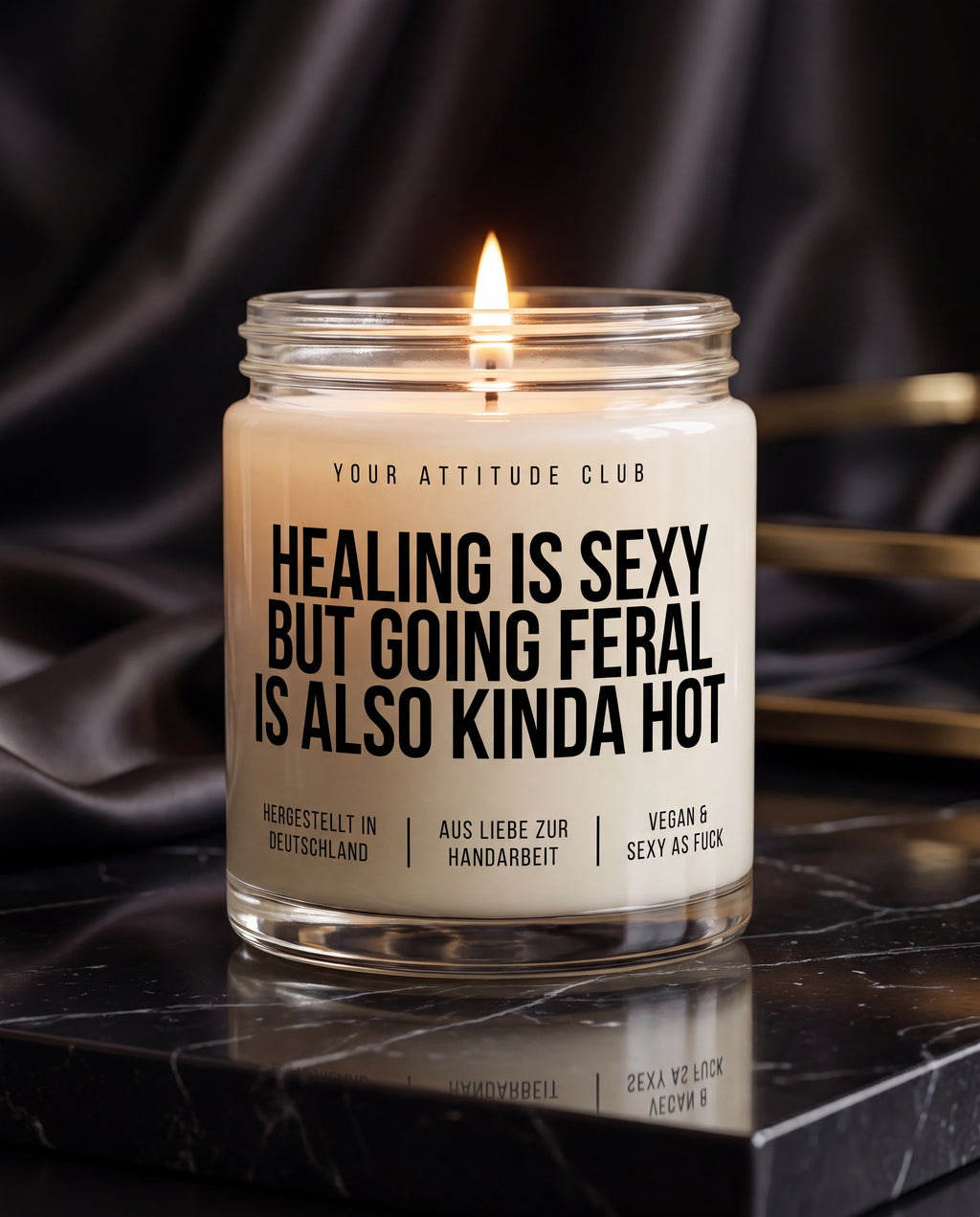 Healing Is Sexy But Going Feral Is Also Kinda Hot | Kinky Kerze, Dark Humor Geschenk, Selfcare Kerze, vegan, handgemacht
