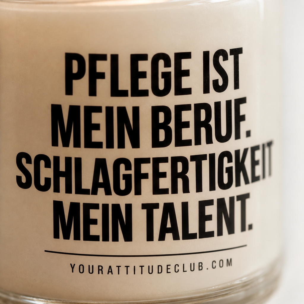 PFLEGE IST MEIN BERUF. SCHLAGFERTIGKEIT MEIN TALENT. | Kerze Pflegefachkraft, Geschenk Pflege, Krankenschwester, Pfleger, Pflegepersonal
