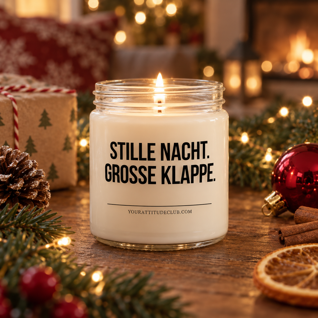 STILLE NACHT. GROSSE KLAPPE. | Weihnachtskerze, lustiges Weihnachtsgeschenk, Wichtelgeschenk, Geschenk für Freundin, Schwester, Kollegin