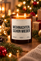 WEIHNACHTEN, SCHON WIEDER – Weihnachtskerze Naturgras Etikett | Weihnachtsgeschenk | Geschenk für Familie, Freunde & Kollegen | Geschenkidee Weihnachten