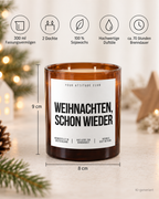 WEIHNACHTEN, SCHON WIEDER – Weihnachtskerze Naturgras Etikett | Weihnachtsgeschenk | Geschenk für Familie, Freunde & Kollegen | Geschenkidee Weihnachten
