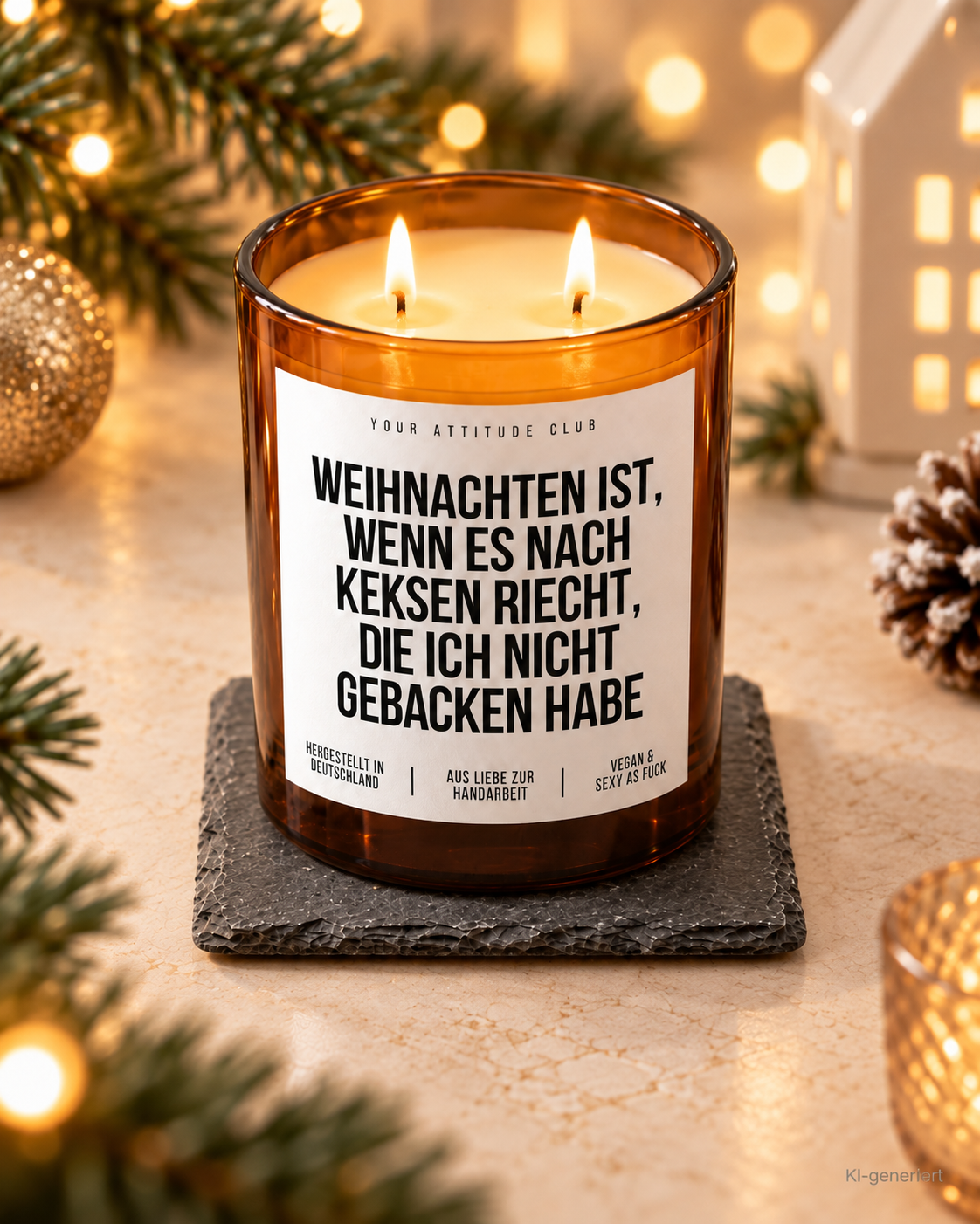 WEIHNACHTEN IST, WENN ES NACH KEKSEN RIECHT, DIE ICH NICHT GEBACKEN HABE – Weihnachtskerze | Weihnachtsgeschenk | Geschenk für Familie & Freunde