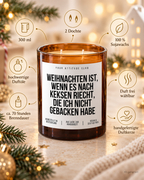 WEIHNACHTEN IST, WENN ES NACH KEKSEN RIECHT, DIE ICH NICHT GEBACKEN HABE – Weihnachtskerze Naturgras Etikett | Weihnachtsgeschenk | Geschenkidee