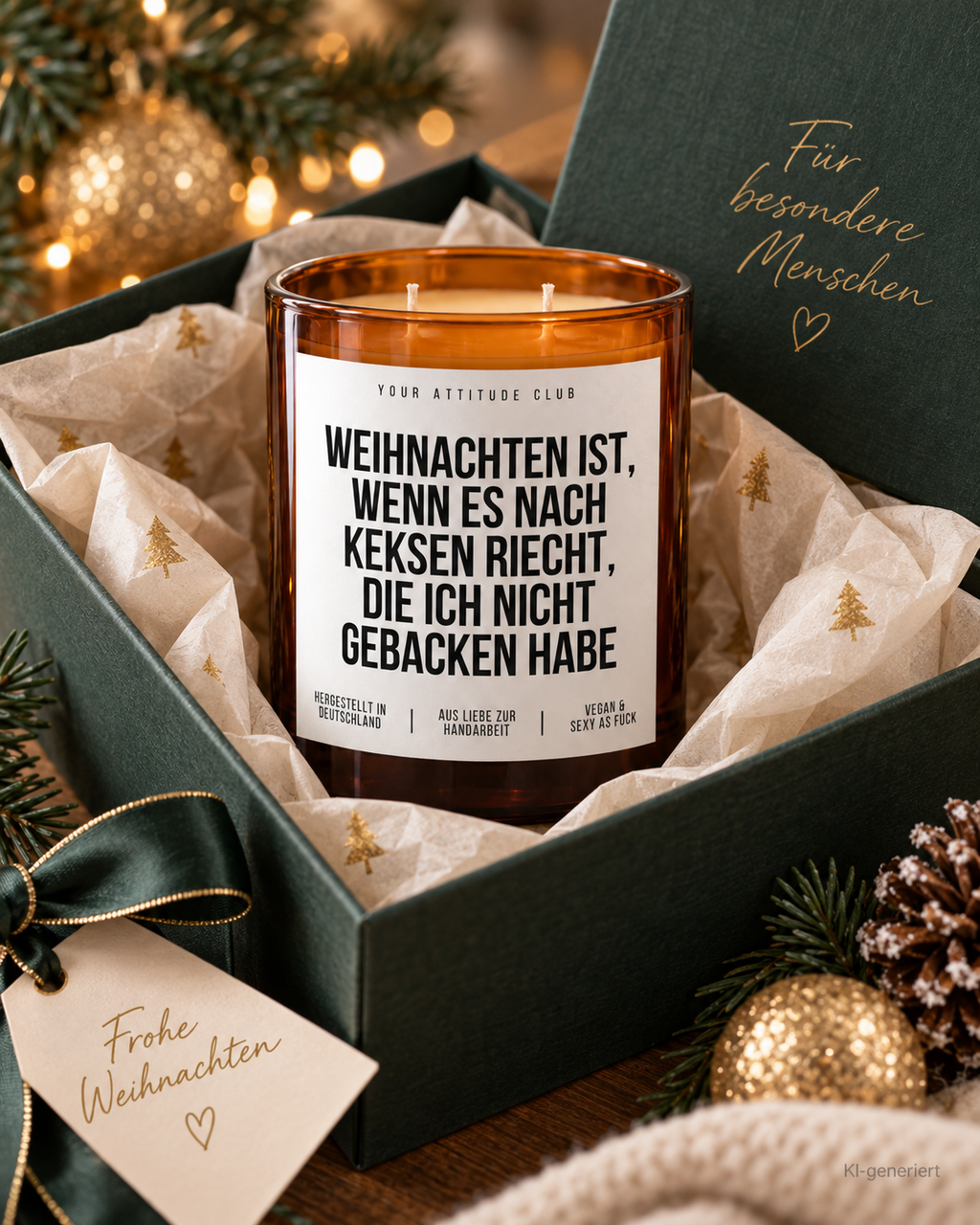 WEIHNACHTEN IST, WENN ES NACH KEKSEN RIECHT, DIE ICH NICHT GEBACKEN HABE – Weihnachtskerze | Weihnachtsgeschenk | Geschenk für Familie & Freunde