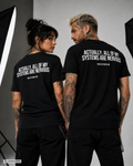ACTUALLY, ALL OF MY SYSTEMS ARE NERVOUS – Schwarzes Unisex T-Shirt mit weißem Backprint | Regular Fit Statement Shirt 100 % Baumwolle