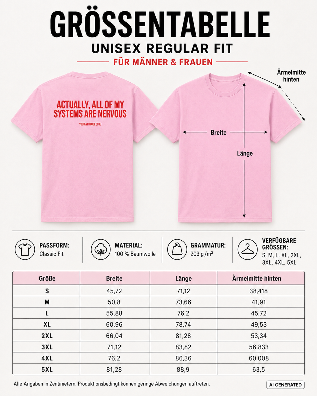 ACTUALLY, ALL OF MY SYSTEMS ARE NERVOUS – Weißes Unisex T-Shirt mit rotem Backprint | Regular Fit Statement Shirt 100 % Baumwolle