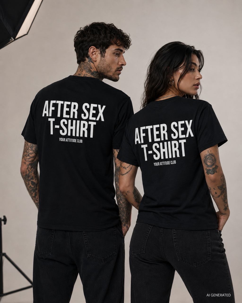 AFTER SEX T-SHIRT – Schwarzes Unisex T-Shirt mit weißem Backprint | Regular Fit Statement Shirt | Adult Humor Shirt 100 % Baumwolle