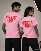 AFTER SEX T-SHIRT – Weißes Unisex T-Shirt mit rotem Backprint | Regular Fit Statement Shirt | Adult Humor Shirt 100 % Baumwolle