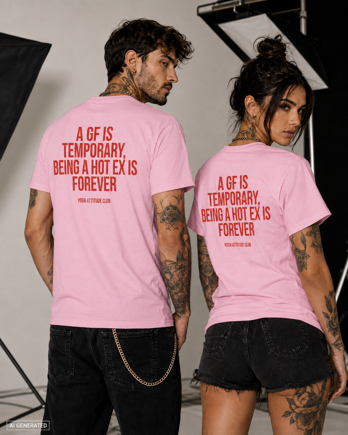 A GF IS TEMPORARY, BEING A HOT EX IS FOREVER – Weißes Unisex T-Shirt mit rotem Backprint | Regular Fit Statement Shirt