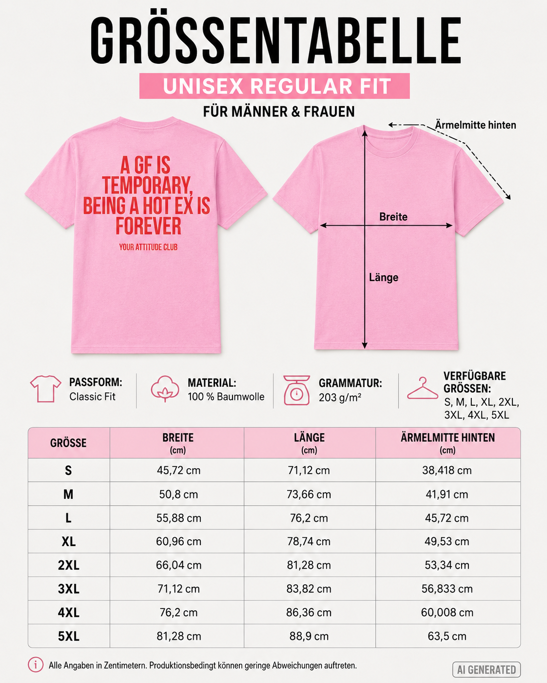 A GF IS TEMPORARY, BEING A HOT EX IS FOREVER – Schwarzes Unisex T-Shirt mit weißem Backprint | Regular Fit Statement Shirt